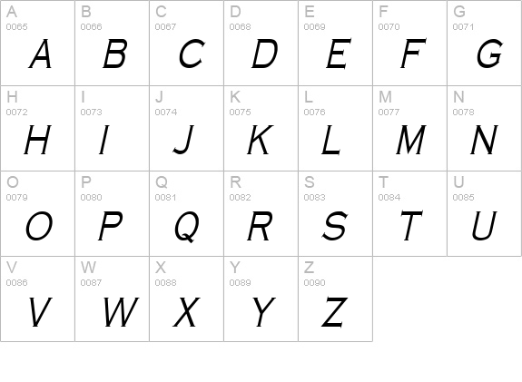 Cobalt Thin Italic uppercase A-Z preview