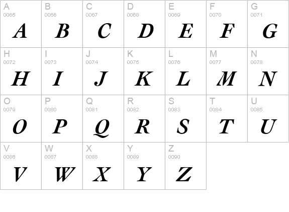 Cockney-BoldItalic uppercase A-Z preview