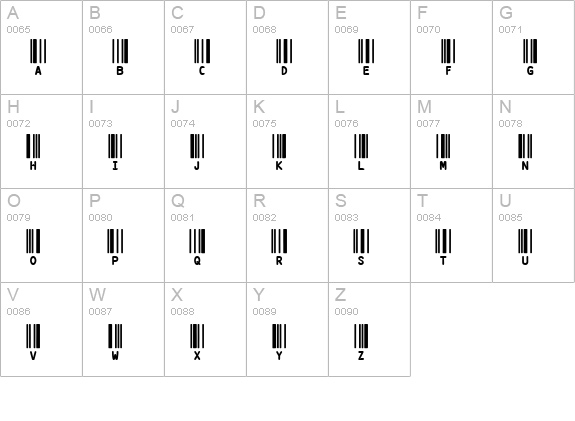 CODE3X uppercase A-Z preview