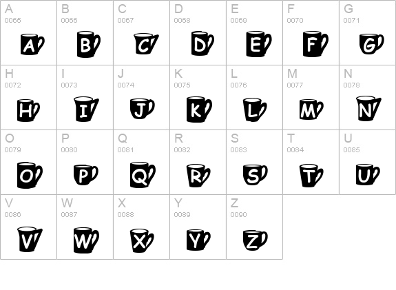 Coffee Mugs uppercase A-Z preview