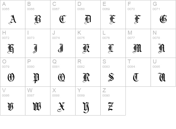 CollinsOldEnglish uppercase A-Z preview