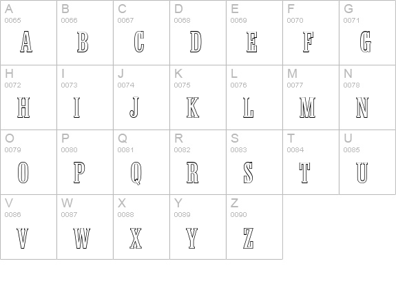 ColonelOutline-Regular uppercase A-Z preview