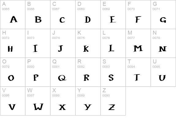 Colophon DBZ uppercase A-Z preview