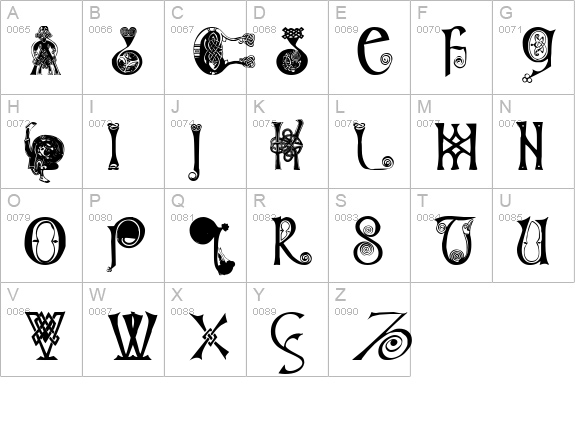 Columba uppercase A-Z preview