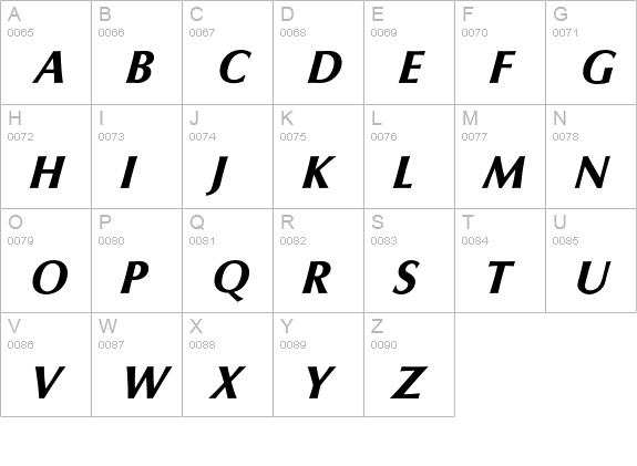 Columbia-BoldIta uppercase A-Z preview