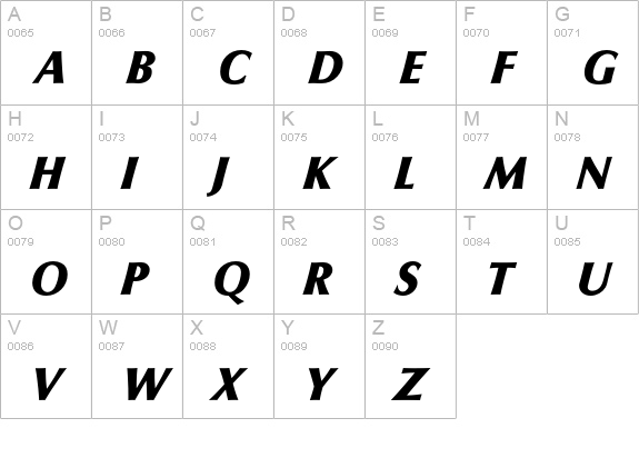 Columbia-ExtraBoldIta uppercase A-Z preview