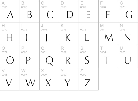 Columbia-Xlight uppercase A-Z preview