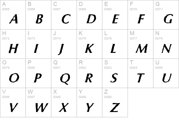 ColumbiaAntique-BoldItalic uppercase A-Z preview
