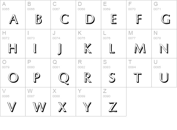 ColumbiaShadow-Regular uppercase A-Z preview