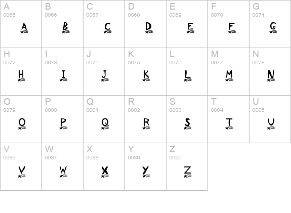 Comet uppercase A-Z preview