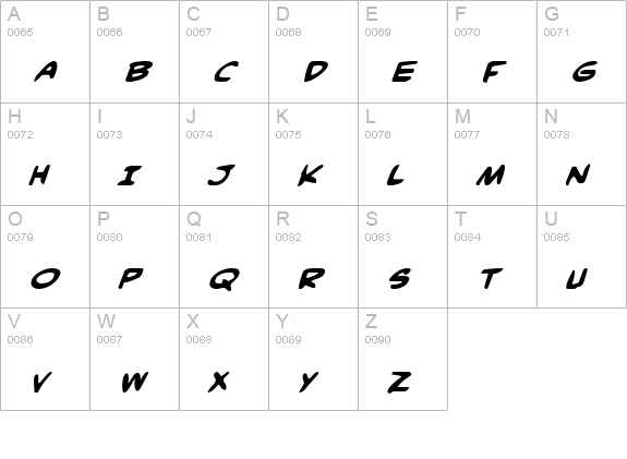 Comic Book Commando Bold Italic uppercase A-Z preview