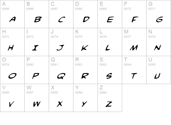 Comic Book Commando Italic uppercase A-Z preview