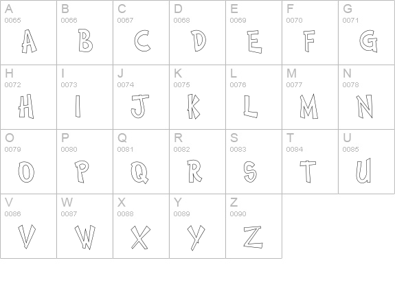 ComicBookTwoOutline uppercase A-Z preview