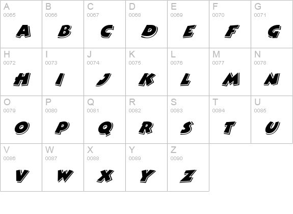 ComixHighlight Italic uppercase A-Z preview
