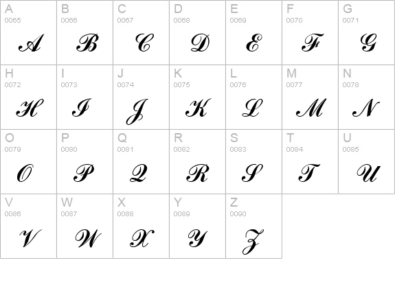 Commercial Script MN  uppercase A-Z preview