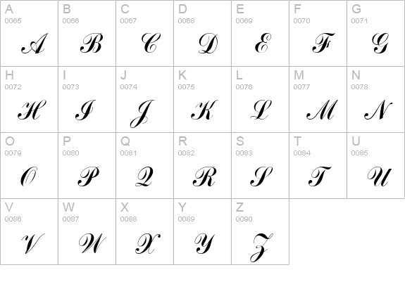 Commercial-Script-Regular uppercase A-Z preview