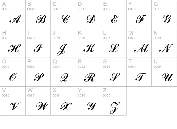 Commercial Script Std uppercase A-Z preview