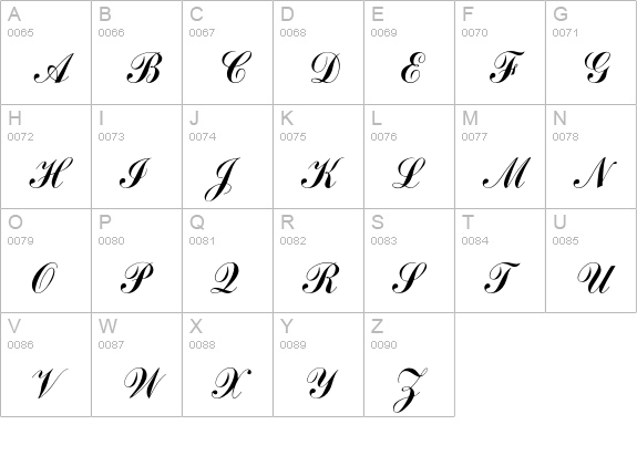 CommercialScript uppercase A-Z preview