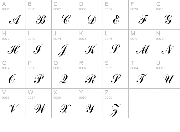 CommercialScriptEF uppercase A-Z preview