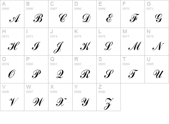 CommercialScrT uppercase A-Z preview