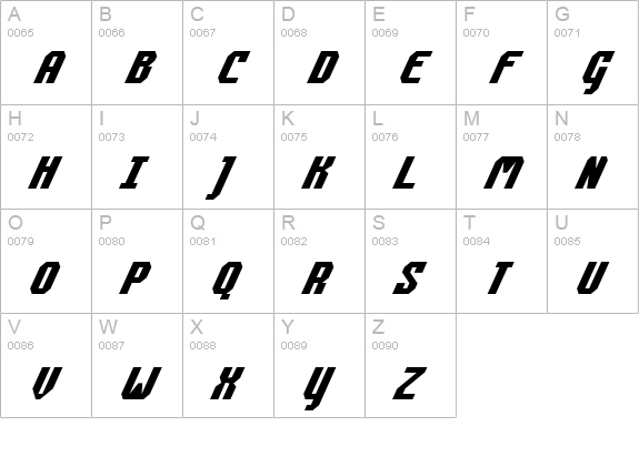 Commonwealth Condensed Italic uppercase A-Z preview