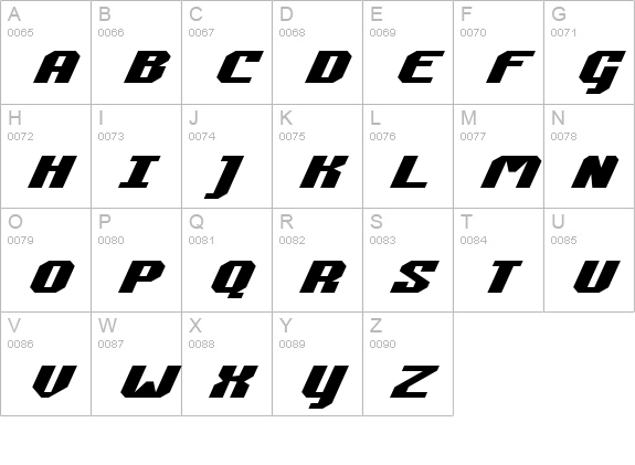 Commonwealth Expanded Italic uppercase A-Z preview
