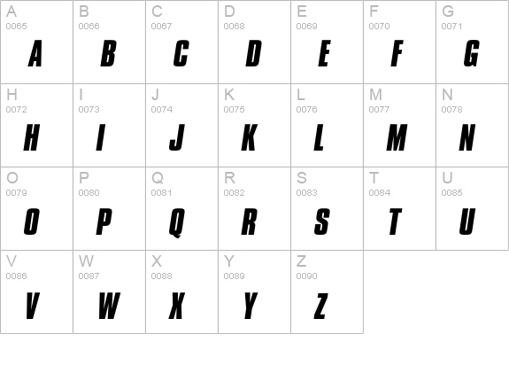 CompactaICG-BoldItalic uppercase A-Z preview