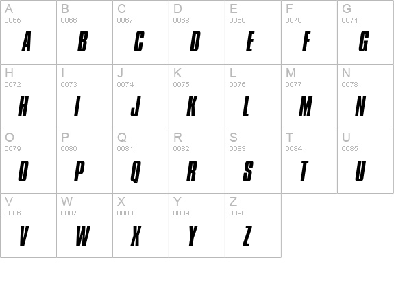 CompactaICG-Italic uppercase A-Z preview