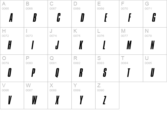 CompactaICG-LightItalic uppercase A-Z preview