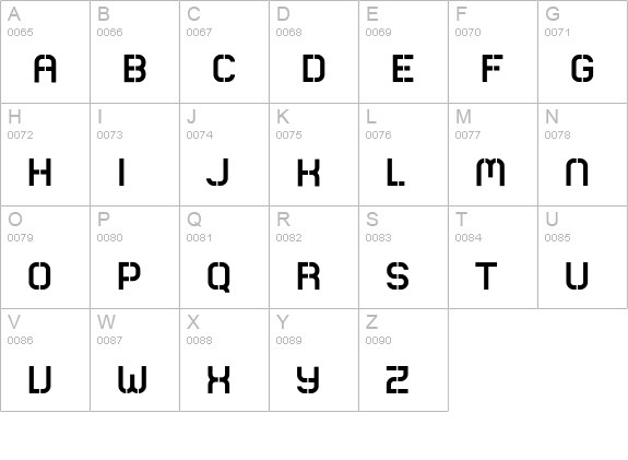 Comsat-Box uppercase A-Z preview