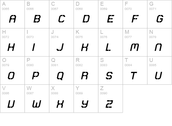 Comsat-BoxItalic uppercase A-Z preview