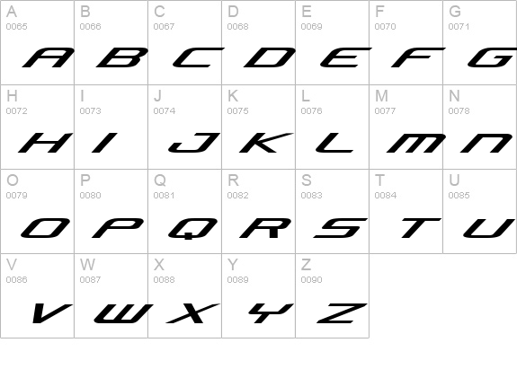Concielian Expanded uppercase A-Z preview