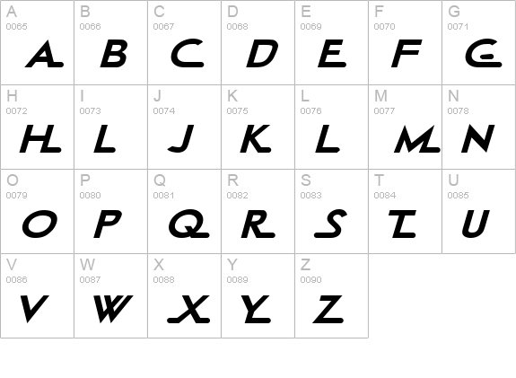Continental Railway uppercase A-Z preview