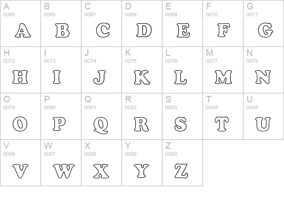 Cooper Black Outline uppercase A-Z preview
