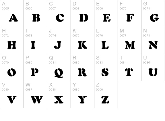 Cooper-Black-Stencil-Regular uppercase A-Z preview