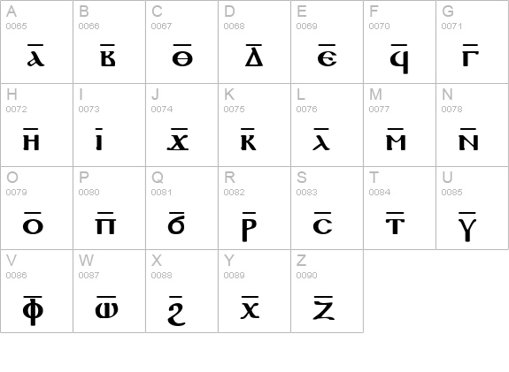Coptic Normal uppercase A-Z preview