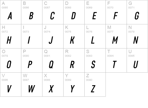 Core Sans D 47 Cn Medium Italic uppercase A-Z preview