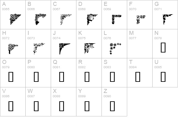 Corners 1 uppercase A-Z preview