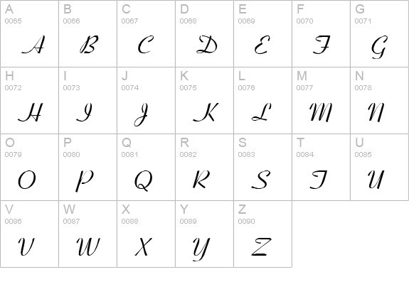 Coronet Script SSi Italic uppercase A-Z preview
