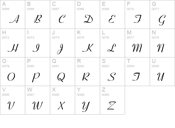 Coronet-SemiBold-Italic uppercase A-Z preview