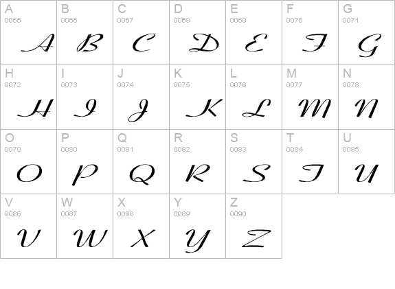 Coronet-SemiBold-Italic Ex uppercase A-Z preview