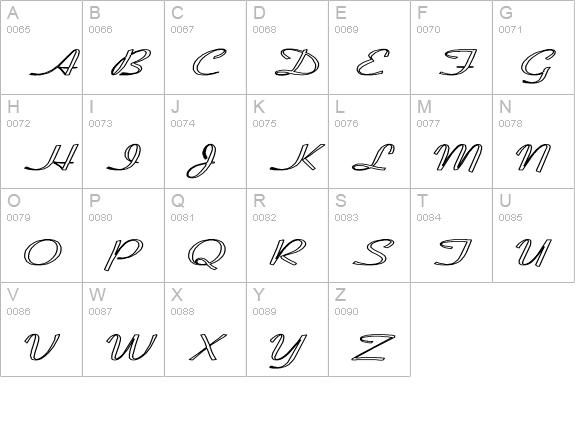 Coronet-SemiBold-Italic HE uppercase A-Z preview