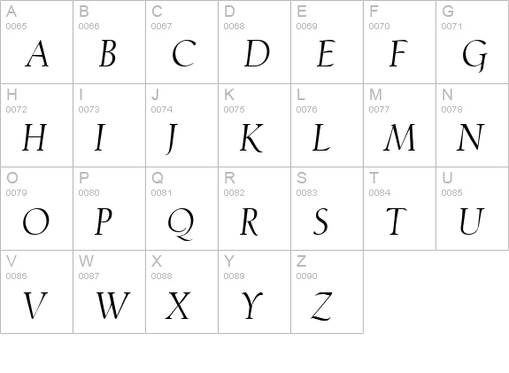 CosenzaItalic uppercase A-Z preview