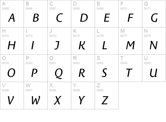 Costa Ptf Italic uppercase A-Z preview