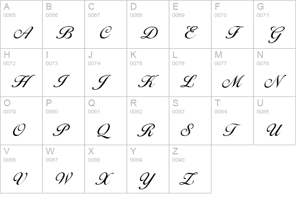 Cotillion Regular uppercase A-Z preview