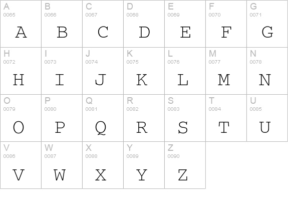 Courier-a uppercase A-Z preview