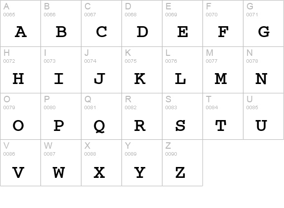 Courier BOLD uppercase A-Z preview