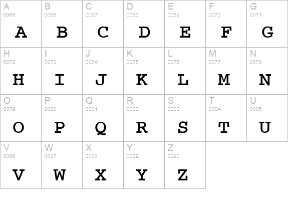 Courier-Bold-a uppercase A-Z preview