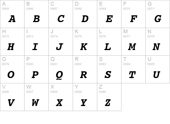 Courier Bold Italic SWA uppercase A-Z preview