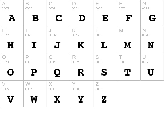Courier Bold SWA uppercase A-Z preview